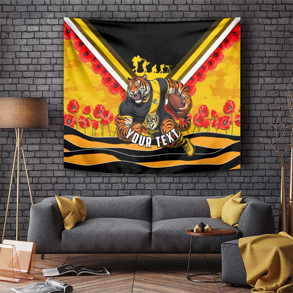 Personalised Richmond Tiger ANZAC Tapestry Military Remembrance Australian Football Mascot Camouflage