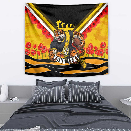 Personalised Richmond Tiger ANZAC Tapestry Military Remembrance Australian Football Mascot Camouflage