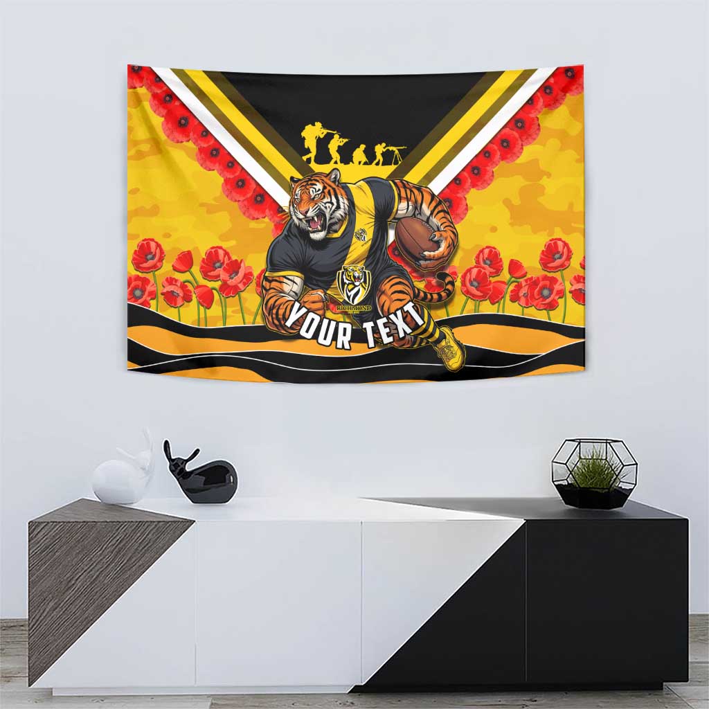 Personalised Richmond Tiger ANZAC Tapestry Military Remembrance Australian Football Mascot Camouflage