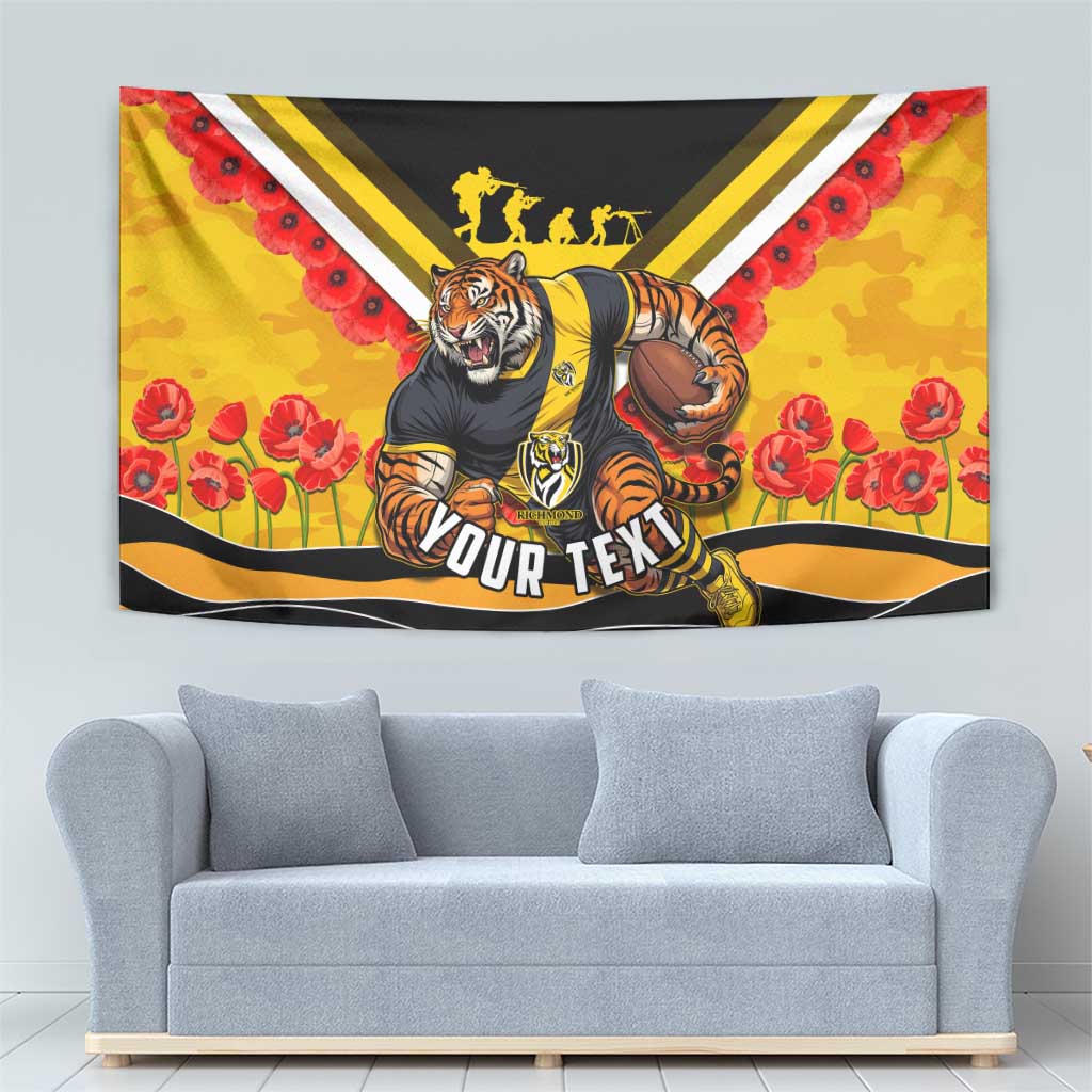 Personalised Richmond Tiger ANZAC Tapestry Military Remembrance Australian Football Mascot Camouflage