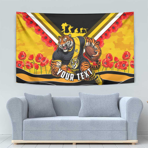 Personalised Richmond Tiger ANZAC Tapestry Military Remembrance Australian Football Mascot Camouflage