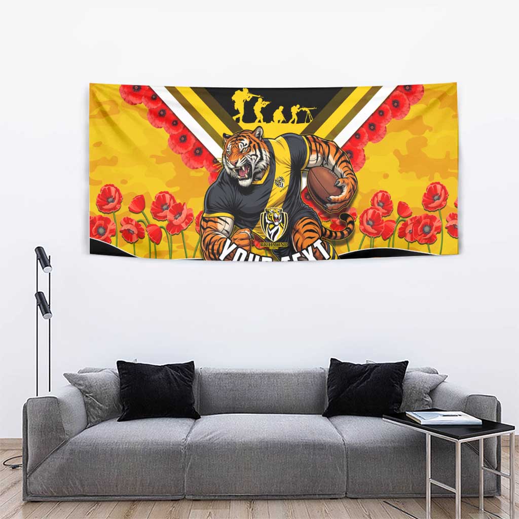 Personalised Richmond Tiger ANZAC Tapestry Military Remembrance Australian Football Mascot Camouflage