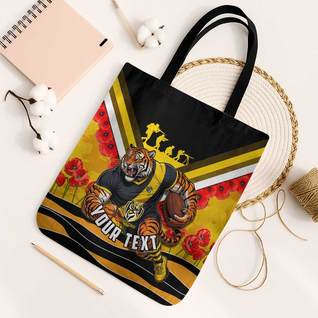 Personalised Richmond Tiger ANZAC Tote Bag Military Remembrance Australian Football Mascot Camouflage