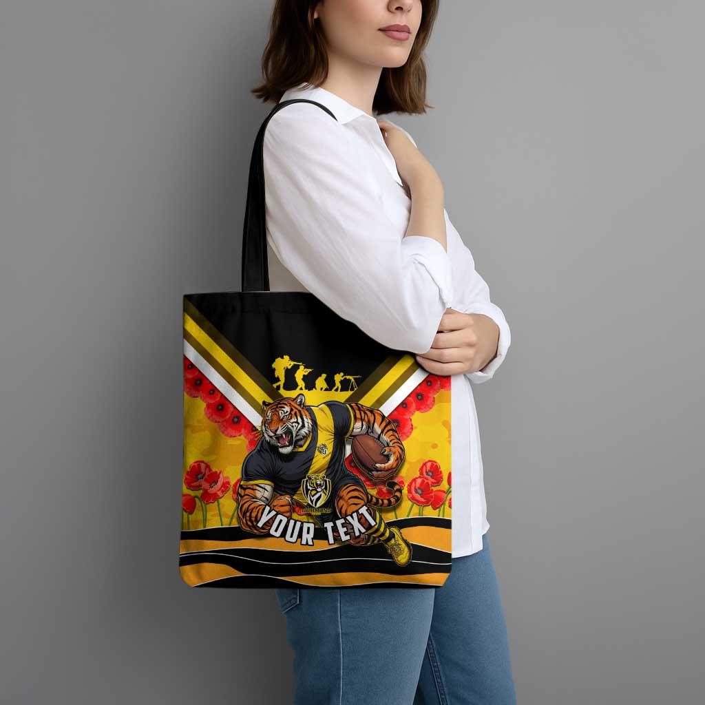 Personalised Richmond Tiger ANZAC Tote Bag Military Remembrance Australian Football Mascot Camouflage