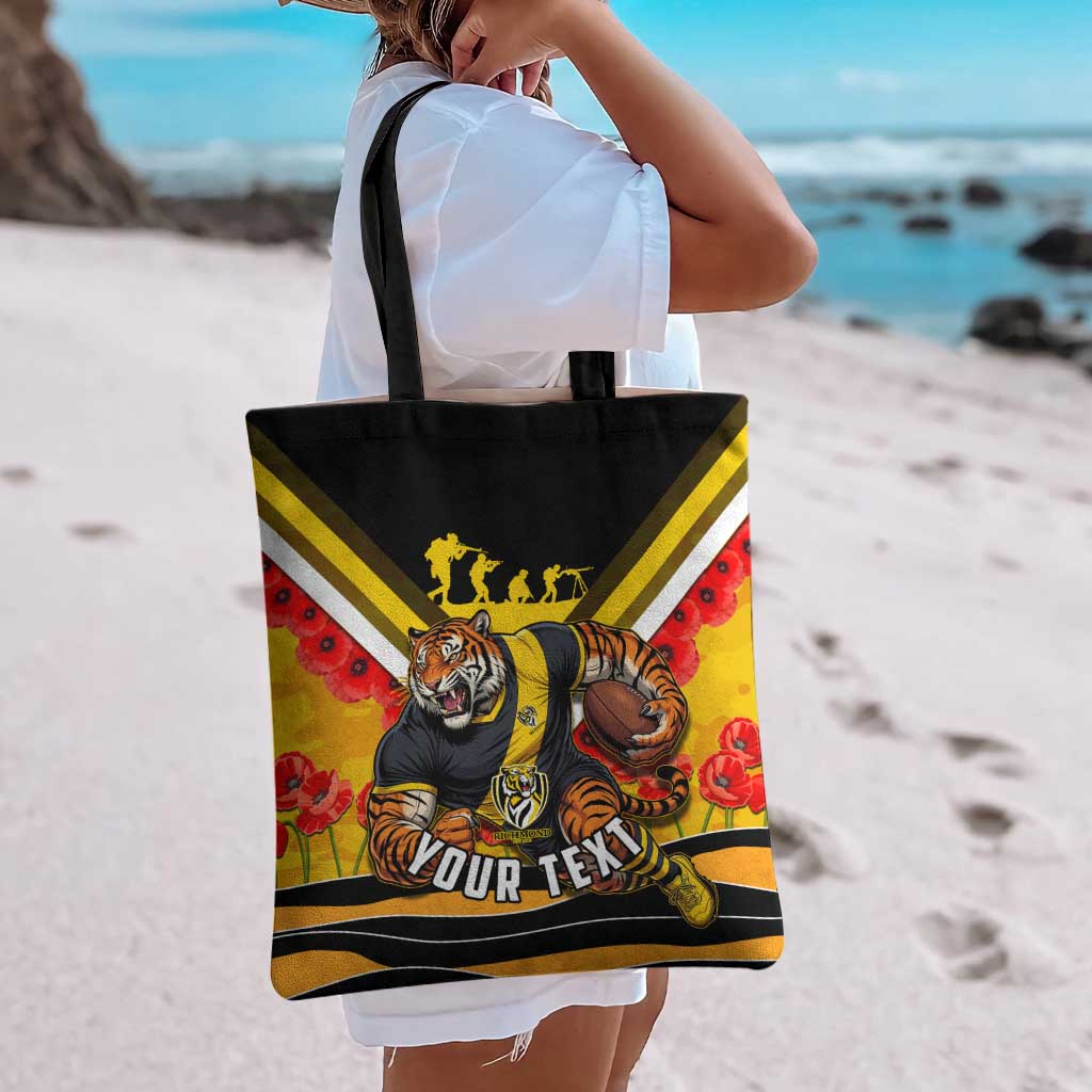 Personalised Richmond Tiger ANZAC Tote Bag Military Remembrance Australian Football Mascot Camouflage