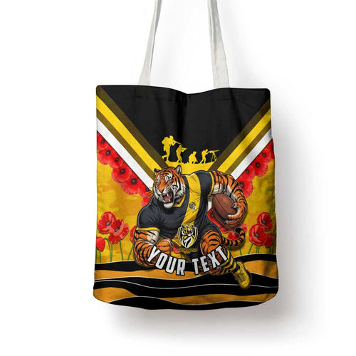 Personalised Richmond Tiger ANZAC Tote Bag Military Remembrance Australian Football Mascot Camouflage