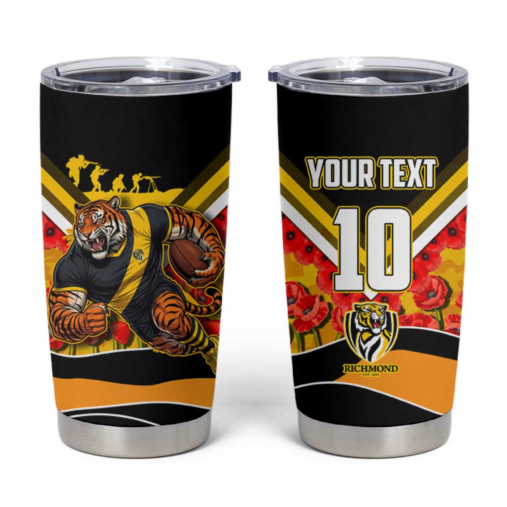 Personalised Richmond Tiger ANZAC Tumbler Cup Military Remembrance Australian Football Mascot Camouflage