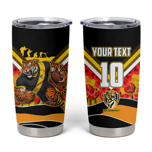 Personalised Richmond Tiger ANZAC Tumbler Cup Military Remembrance Australian Football Mascot Camouflage