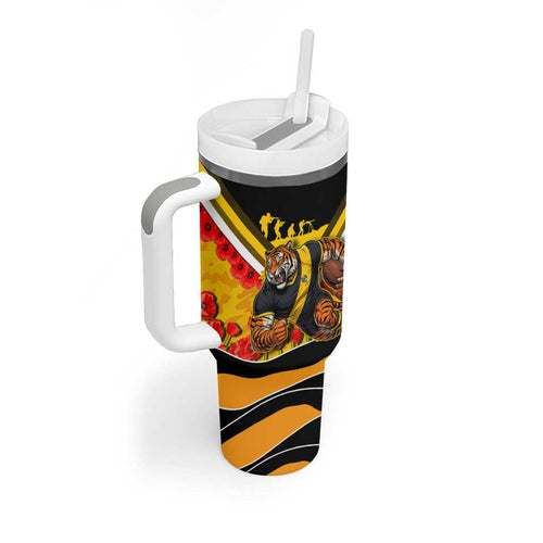 Personalised Richmond Tiger ANZAC Tumbler With Handle Military Remembrance Australian Football Mascot Camouflage