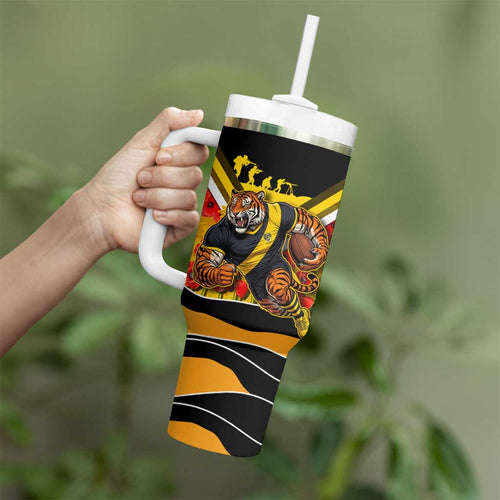 Personalised Richmond Tiger ANZAC Tumbler With Handle Military Remembrance Australian Football Mascot Camouflage