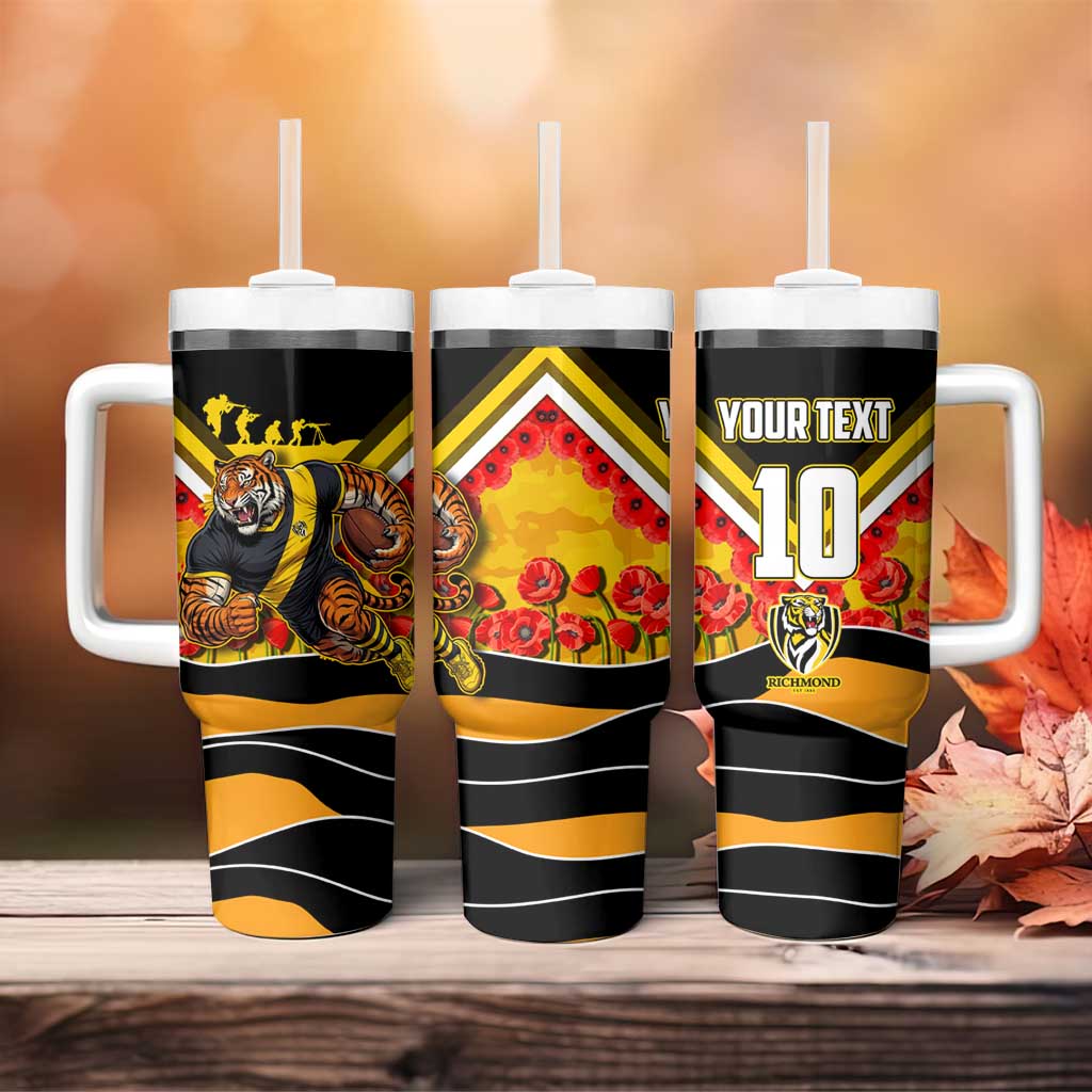 Personalised Richmond Tiger ANZAC Tumbler With Handle Military Remembrance Australian Football Mascot Camouflage