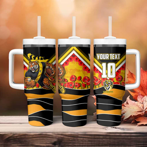 Personalised Richmond Tiger ANZAC Tumbler With Handle Military Remembrance Australian Football Mascot Camouflage