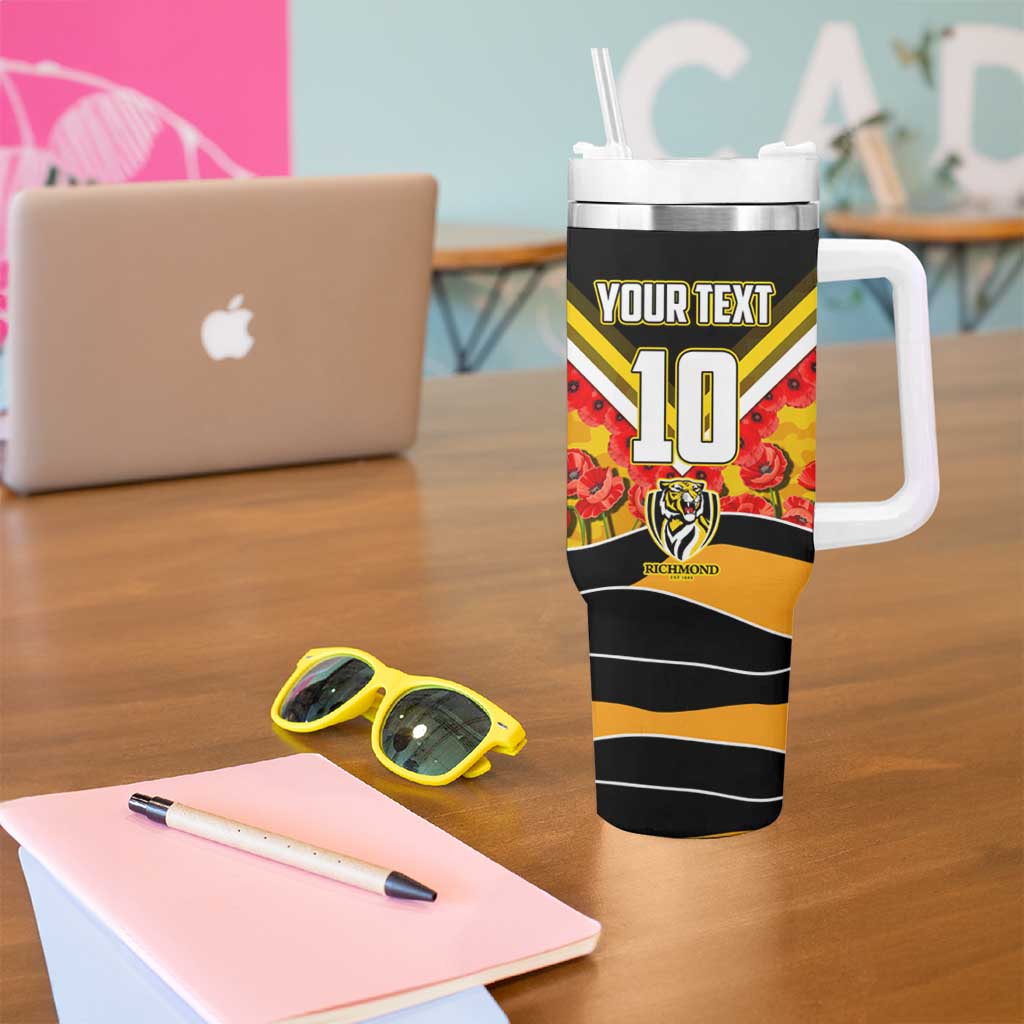 Personalised Richmond Tiger ANZAC Tumbler With Handle Military Remembrance Australian Football Mascot Camouflage