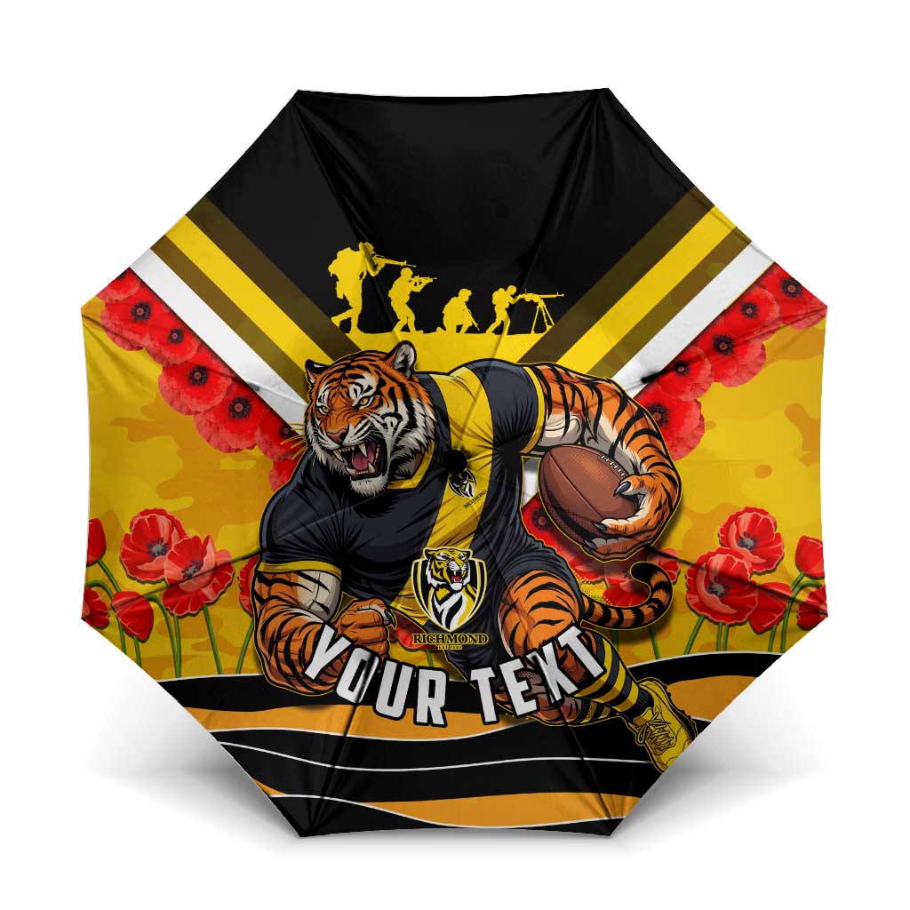 Personalised Richmond Tiger ANZAC Umbrella Military Remembrance Australian Football Mascot Camouflage