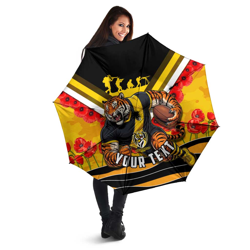 Personalised Richmond Tiger ANZAC Umbrella Military Remembrance Australian Football Mascot Camouflage