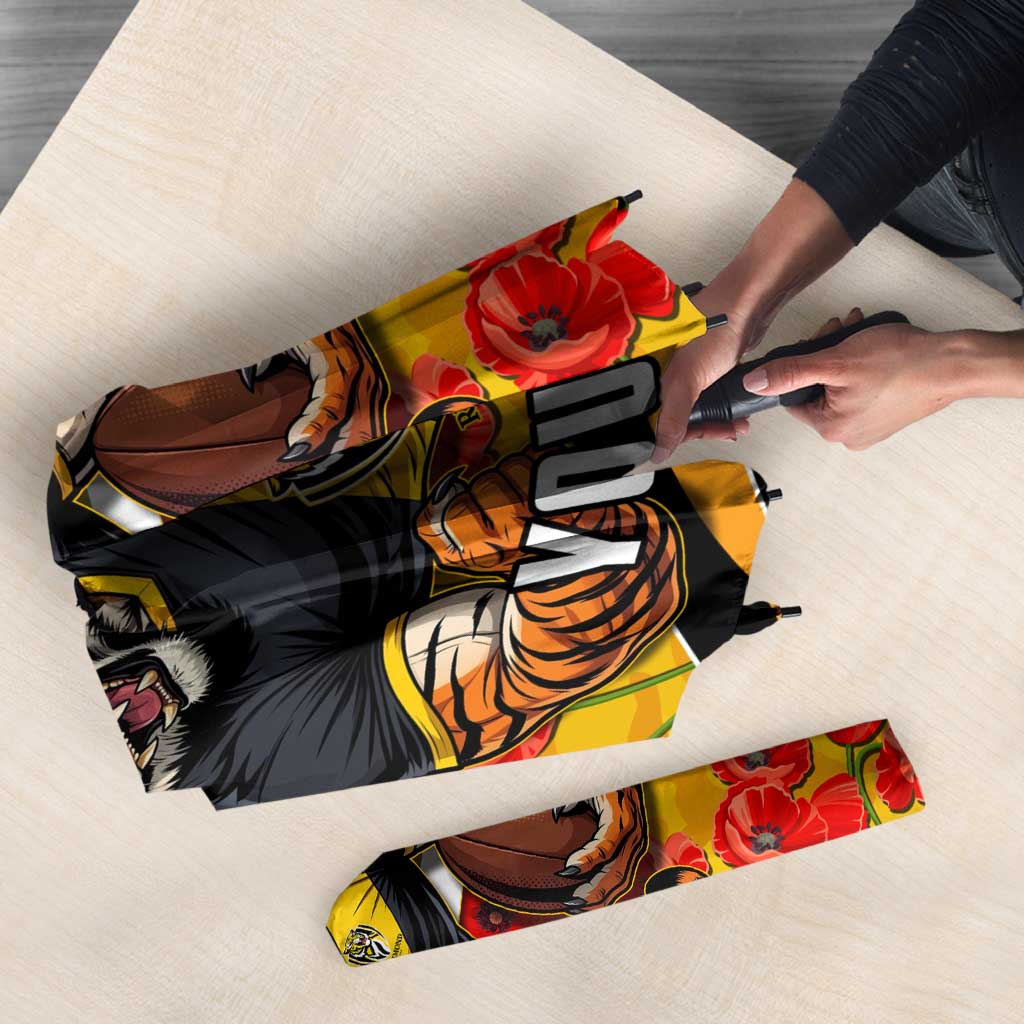 Personalised Richmond Tiger ANZAC Umbrella Military Remembrance Australian Football Mascot Camouflage