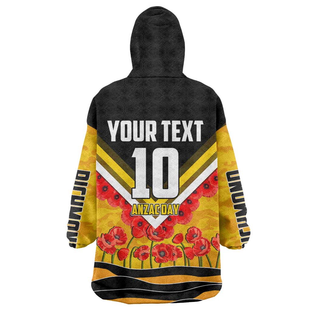 Personalised Richmond Tiger ANZAC Wearable Blanket Hoodie Military Remembrance Australian Football Mascot Camouflage
