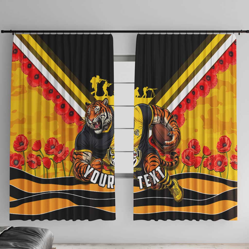 Personalised Richmond Tiger ANZAC Window Curtain Military Remembrance Australian Football Mascot Camouflage