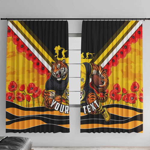 Personalised Richmond Tiger ANZAC Window Curtain Military Remembrance Australian Football Mascot Camouflage
