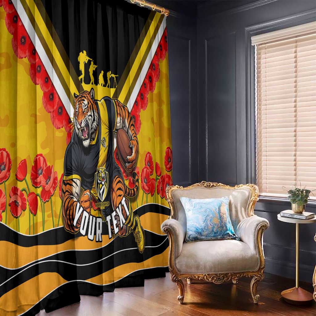 Personalised Richmond Tiger ANZAC Window Curtain Military Remembrance Australian Football Mascot Camouflage