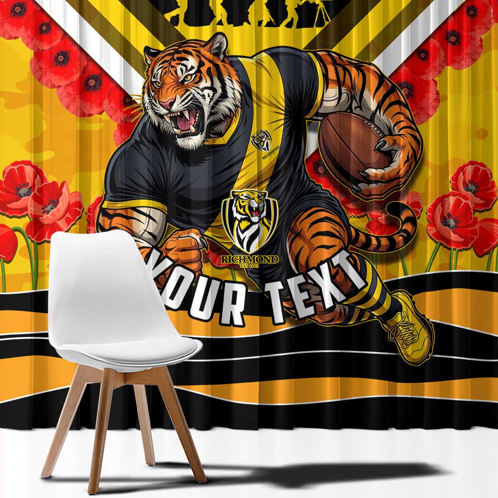 Personalised Richmond Tiger ANZAC Window Curtain Military Remembrance Australian Football Mascot Camouflage