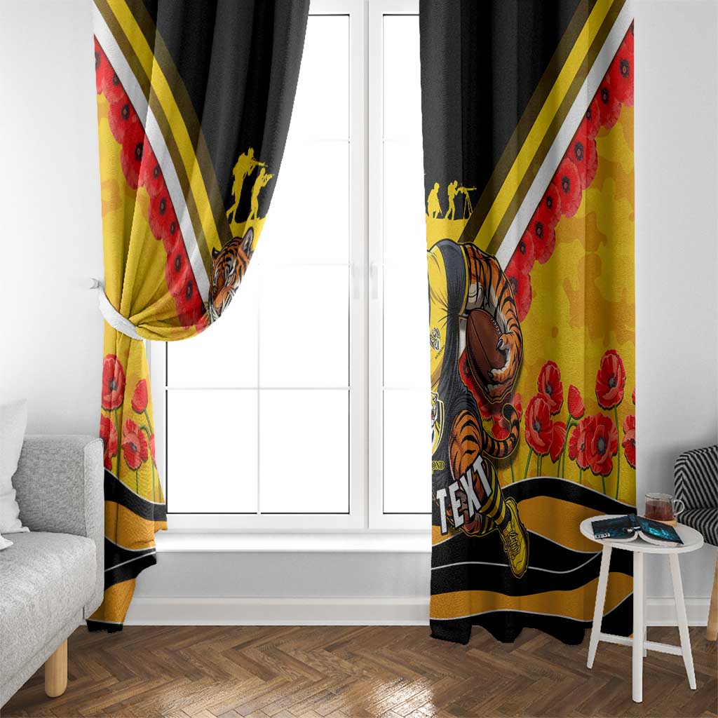 Personalised Richmond Tiger ANZAC Window Curtain Military Remembrance Australian Football Mascot Camouflage