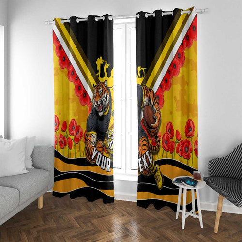 Personalised Richmond Tiger ANZAC Window Curtain Military Remembrance Australian Football Mascot Camouflage