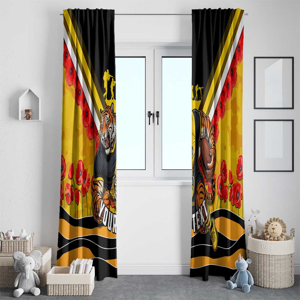 Personalised Richmond Tiger ANZAC Window Curtain Military Remembrance Australian Football Mascot Camouflage