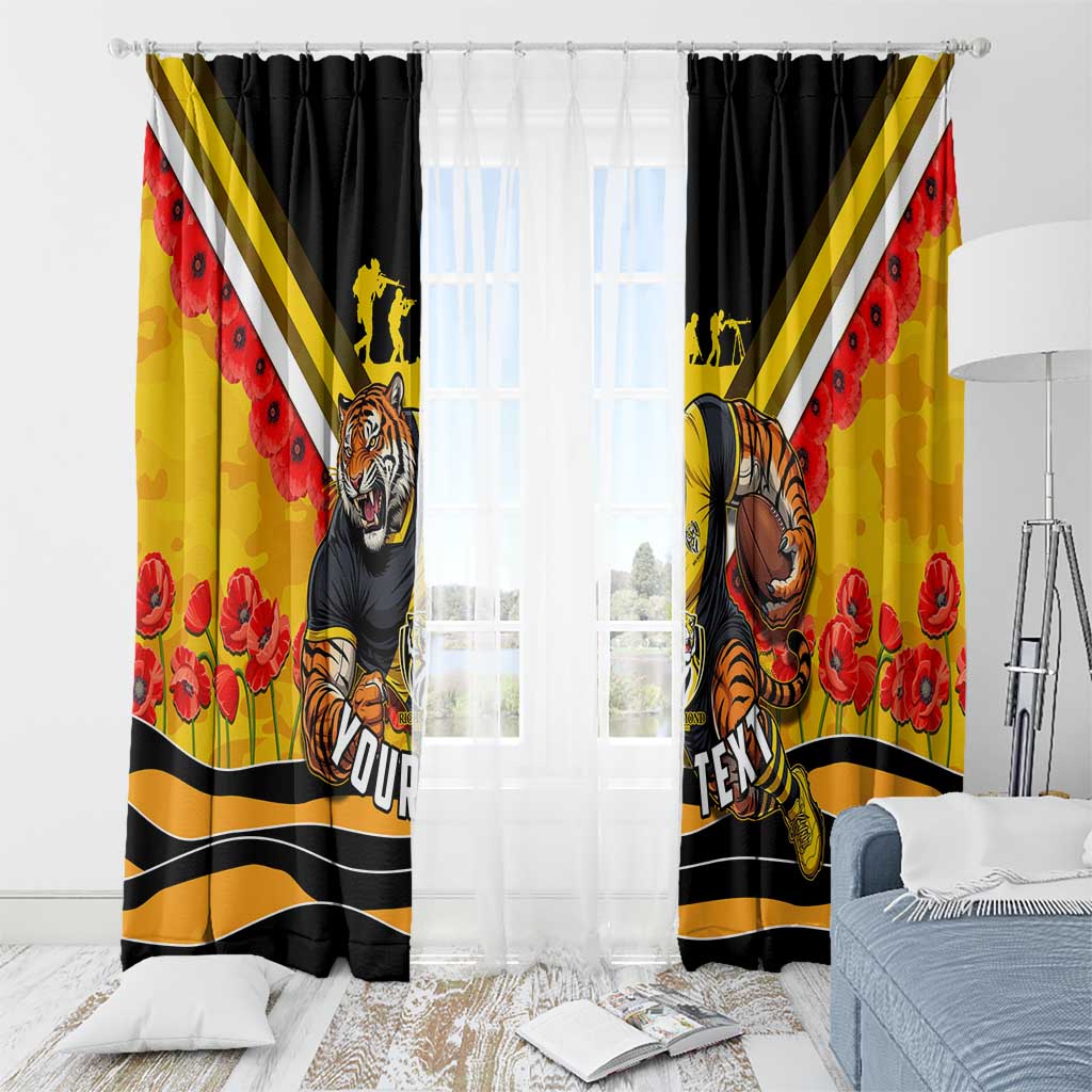 Personalised Richmond Tiger ANZAC Window Curtain Military Remembrance Australian Football Mascot Camouflage