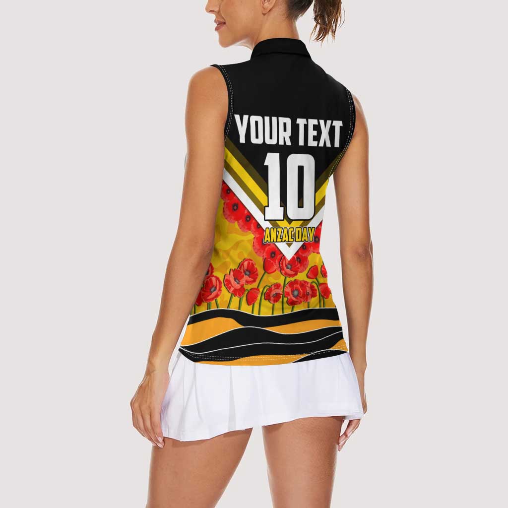 Personalised Richmond Tiger ANZAC Women Sleeveless Polo Shirt Military Remembrance Australian Football Mascot Camouflage