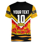 Personalised Richmond Tiger ANZAC Women V-Neck T-Shirt Military Remembrance Australian Football Mascot Camouflage
