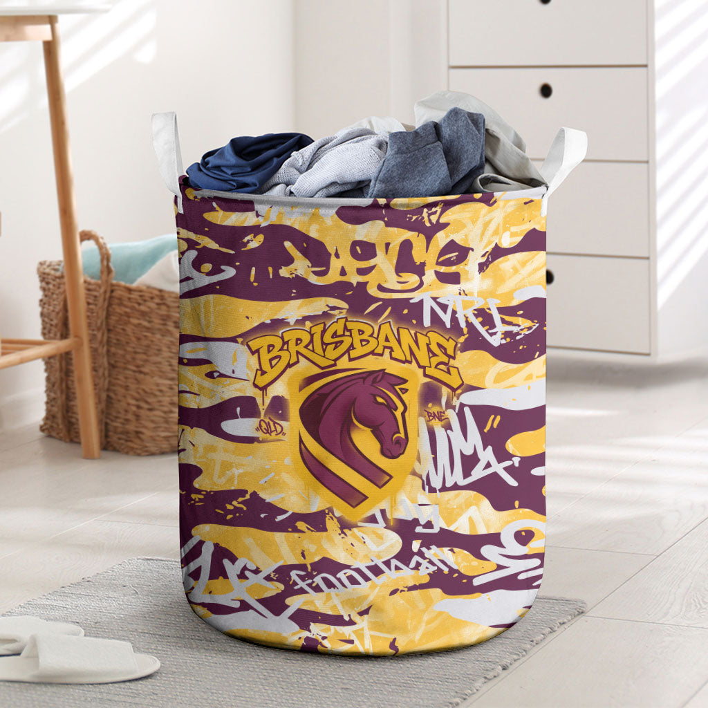 Brisbane Broncos Rugby Laundry Basket Graffiti Typography Urban Camo Abstract Street Style