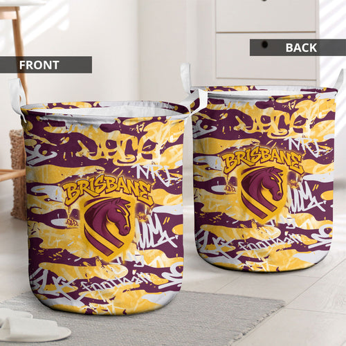 Brisbane Broncos Rugby Laundry Basket Graffiti Typography Urban Camo Abstract Street Style
