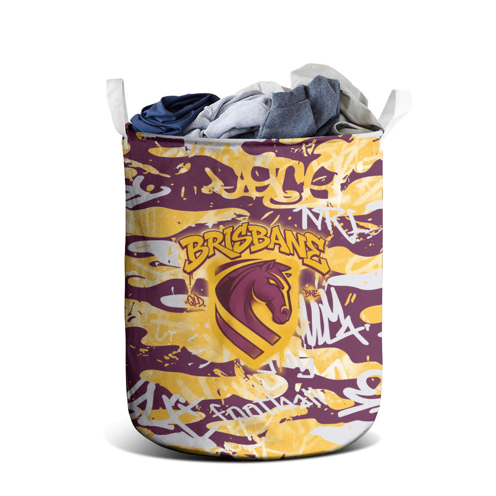 Brisbane Broncos Rugby Laundry Basket Graffiti Typography Urban Camo Abstract Street Style