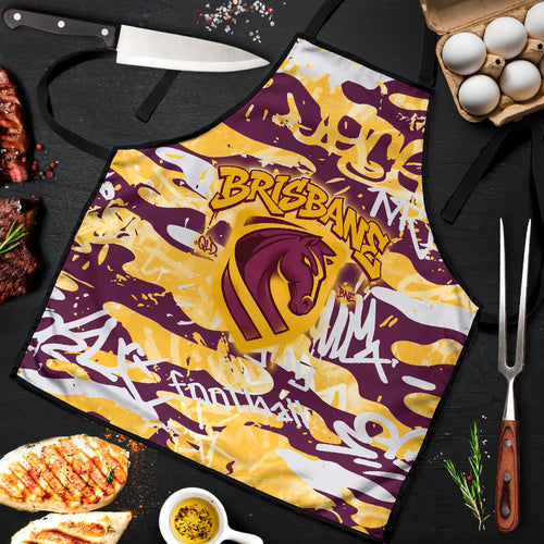 Brisbane Broncos Rugby Apron Graffiti Typography Urban Camo Abstract Street Style