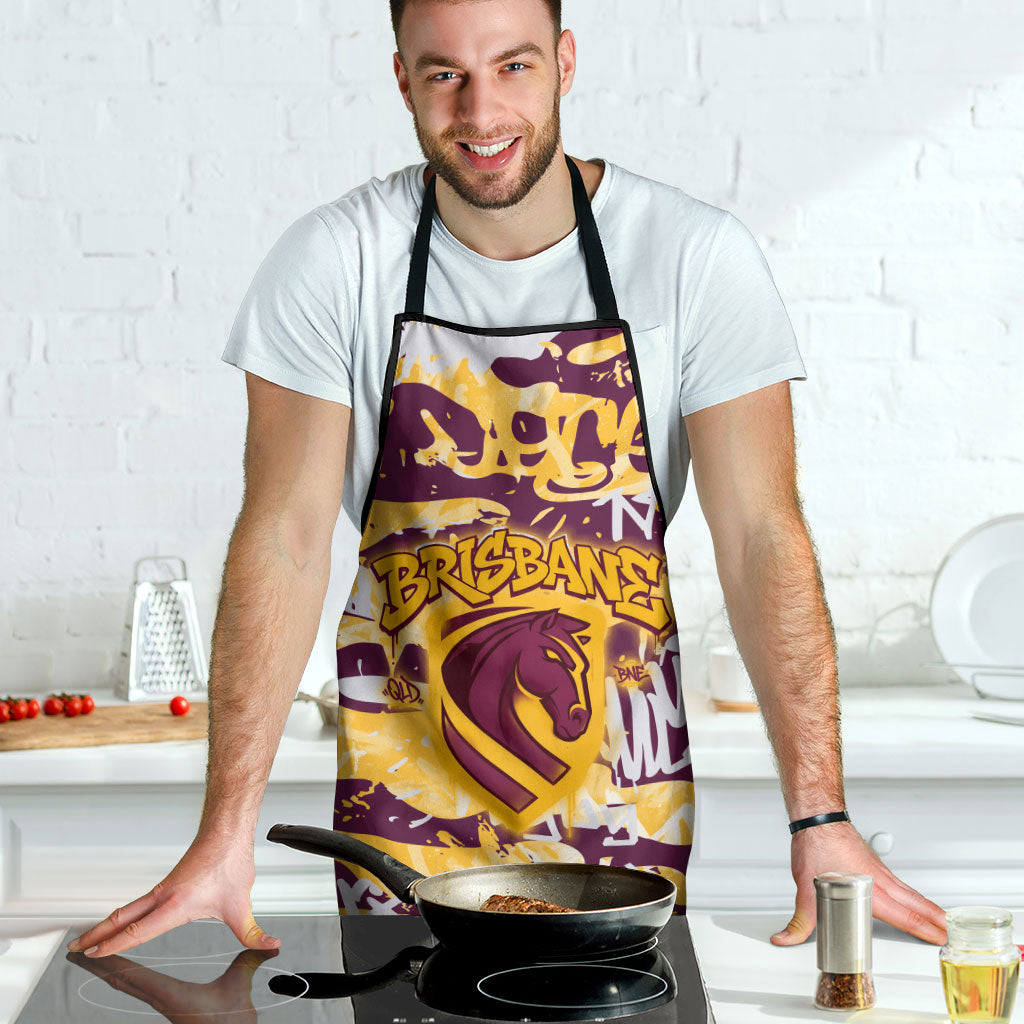 Brisbane Broncos Rugby Apron Graffiti Typography Urban Camo Abstract Street Style