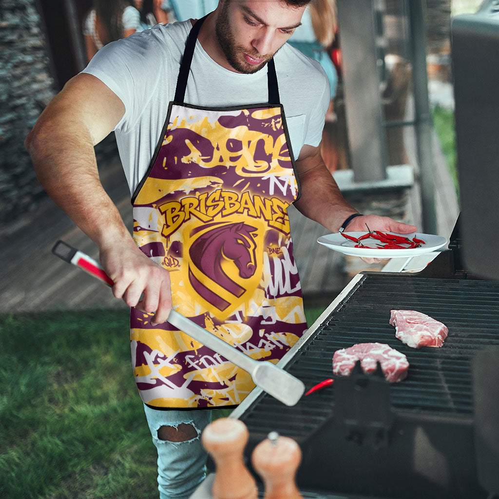 Brisbane Broncos Rugby Apron Graffiti Typography Urban Camo Abstract Street Style