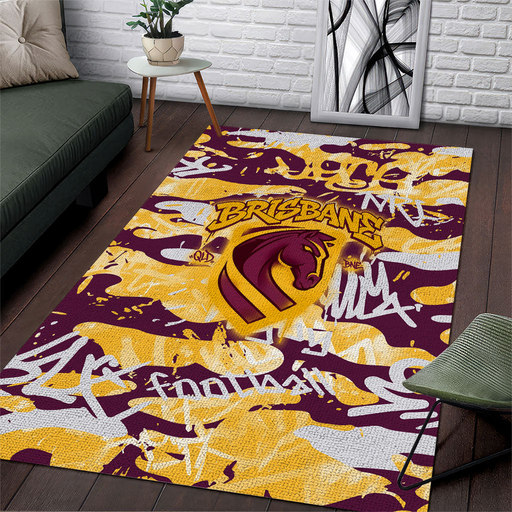Brisbane Broncos Rugby Area Rug Graffiti Typography Urban Camo Abstract Street Style