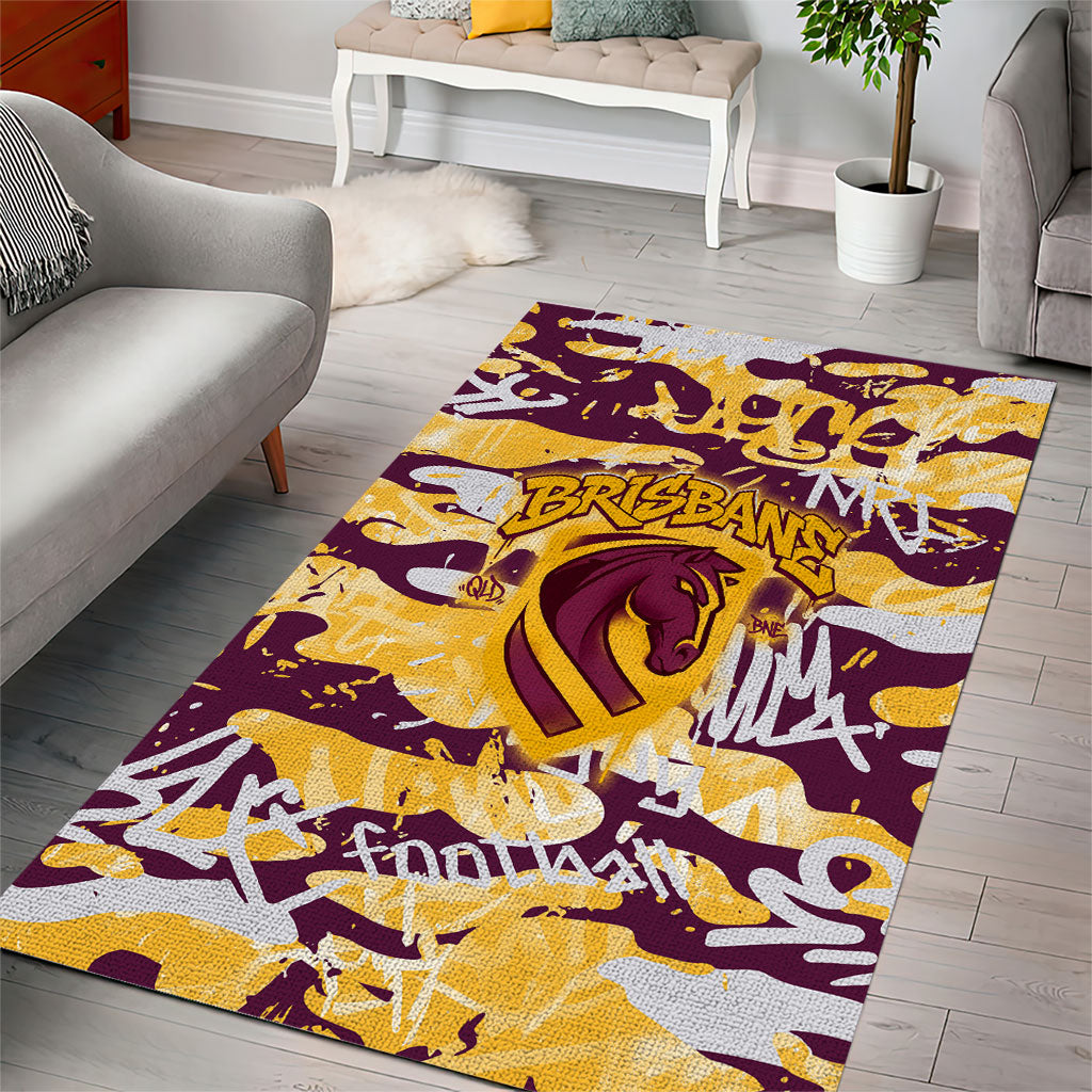 Brisbane Broncos Rugby Area Rug Graffiti Typography Urban Camo Abstract Street Style