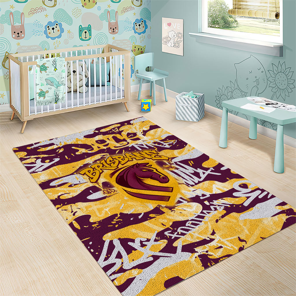 Brisbane Broncos Rugby Area Rug Graffiti Typography Urban Camo Abstract Street Style
