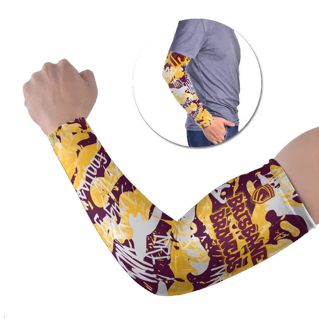Brisbane Broncos Rugby Arm Sleeves Graffiti Typography Urban Camo Abstract Street Style