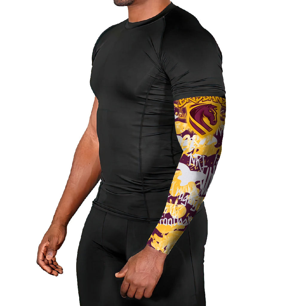 Brisbane Broncos Rugby Arm Sleeves Graffiti Typography Urban Camo Abstract Street Style