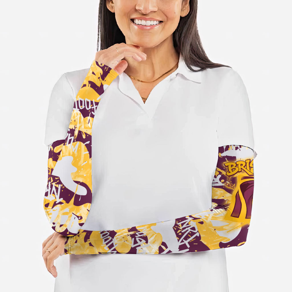 Brisbane Broncos Rugby Arm Sleeves Graffiti Typography Urban Camo Abstract Street Style