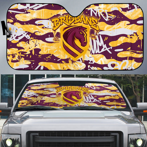Brisbane Broncos Rugby Auto Sun Shade Graffiti Typography Urban Camo Abstract Street Style