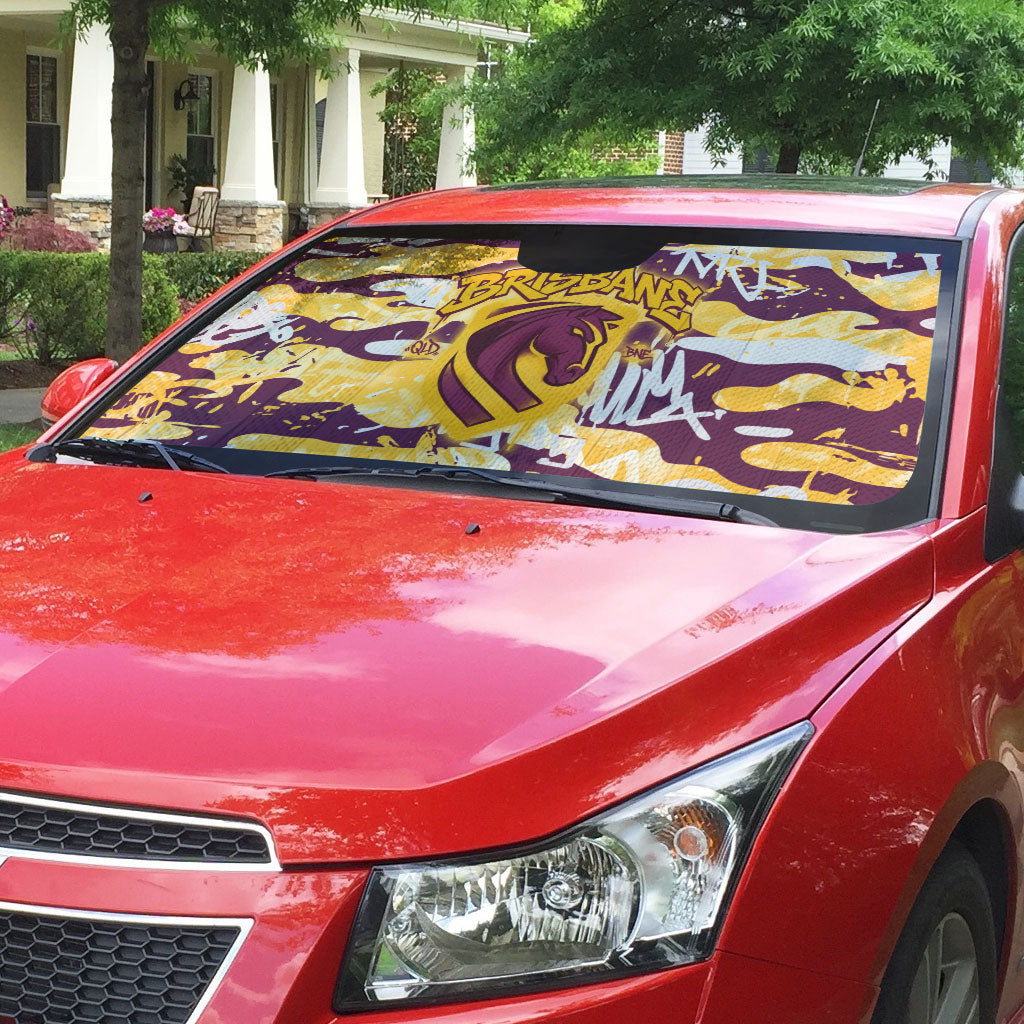 Brisbane Broncos Rugby Auto Sun Shade Graffiti Typography Urban Camo Abstract Street Style