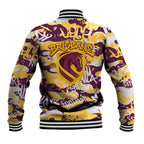 Brisbane Broncos Rugby Baseball Jacket Graffiti Typography Urban Camo Abstract Street Style