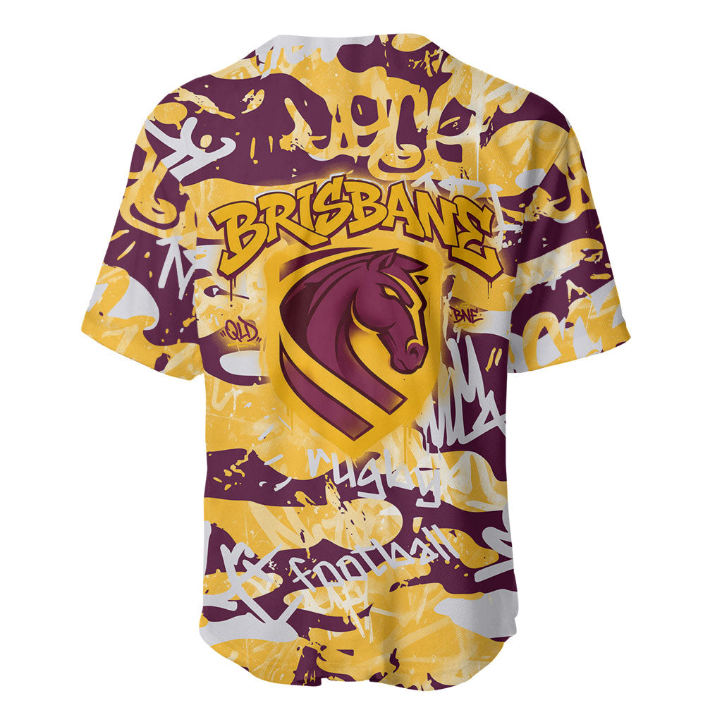 Brisbane Broncos Rugby Baseball Jersey Graffiti Typography Urban Camo Abstract Street Style