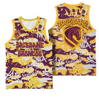 Brisbane Broncos Rugby Basketball Jersey Graffiti Typography Urban Camo Abstract Street Style