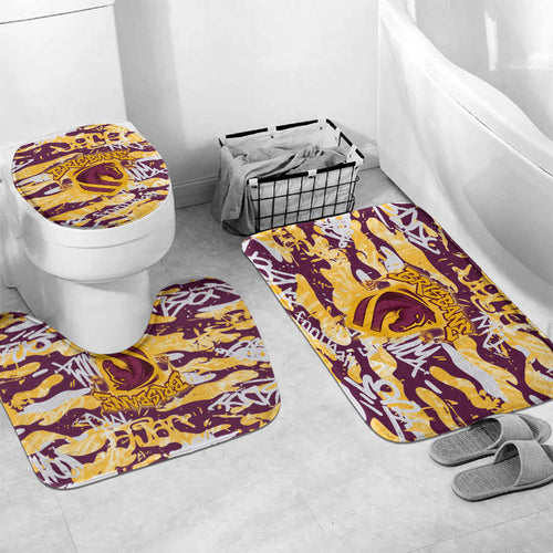 Brisbane Broncos Rugby Bathroom Set Graffiti Typography Urban Camo Abstract Street Style