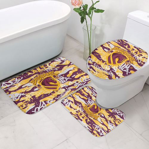 Brisbane Broncos Rugby Bathroom Set Graffiti Typography Urban Camo Abstract Street Style